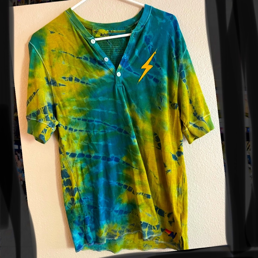 Aviator Nation tie dye bolt stitch embroidery tee! Size M unisex